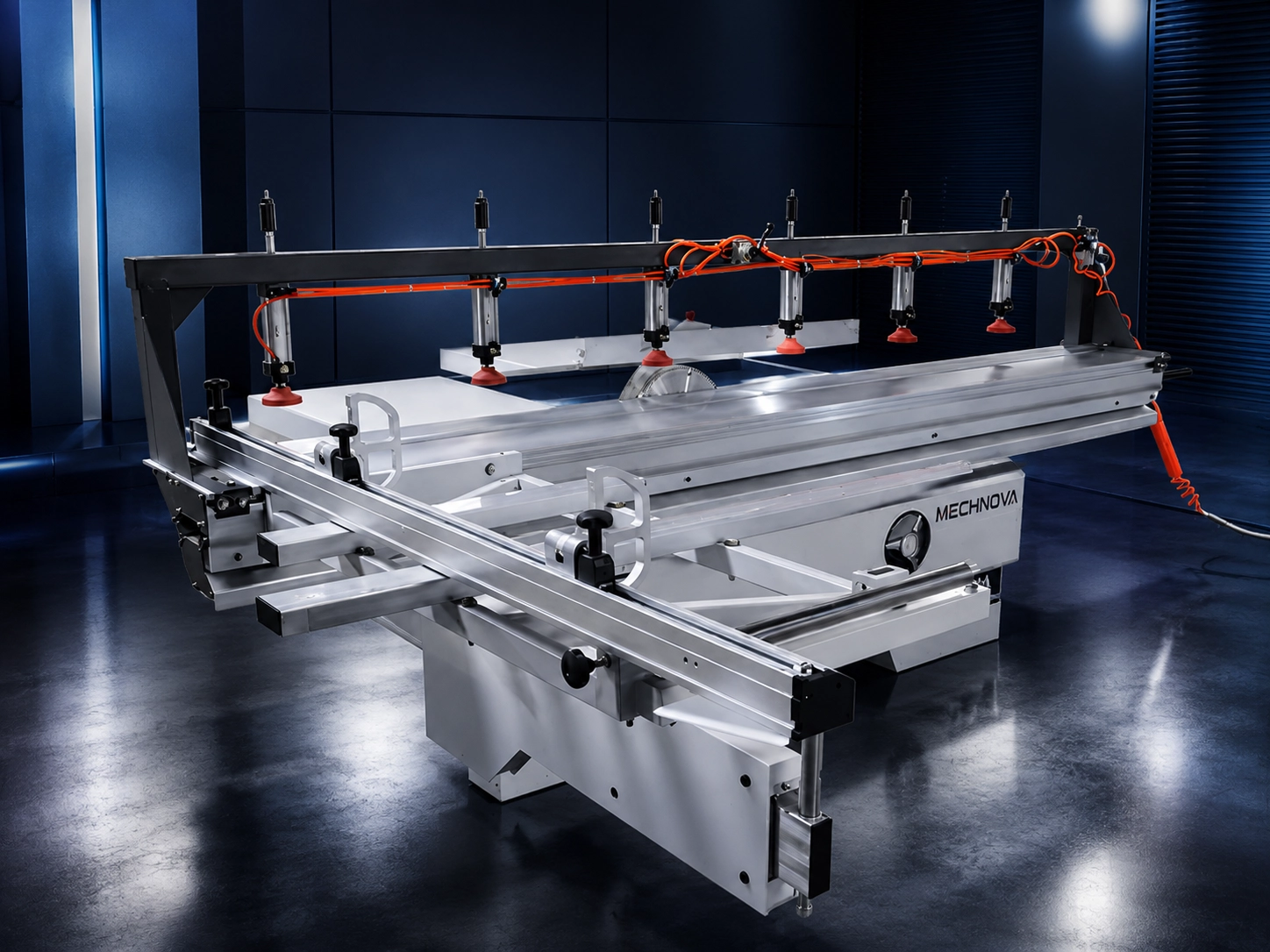 Pneumatic sliding table saw